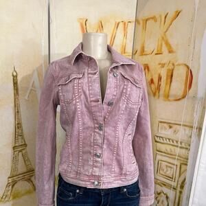 ˚₊‧꒰ა ☆ ໒꒱ ‧₊ Maurices Pink Long Sleeve Casual Button Denim Jean Jacket Small